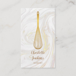 Gold Whisk Bäckerei Konditorei Marble QR Code Visitenkarte