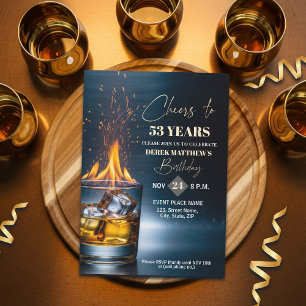 Gold Whiskey Thema Männer 53. Geburtstagsfeier Einladung