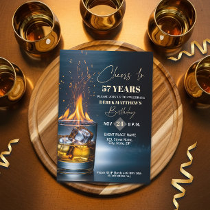 Gold Whiskey Thema Männer 57. Geburtstagsfeier Einladung