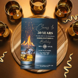 Gold Whiskey Thema Männer 59. Geburtstagsfeier Einladung