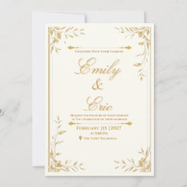 Gold Whisper - Elegante goldene Hochzeits-Einladun Einladung