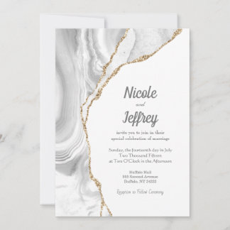Gold & White Agate Elegante Einladung zur Hochzeit