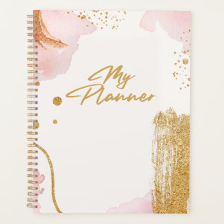 Gold White and Pink Journal Planner Planer