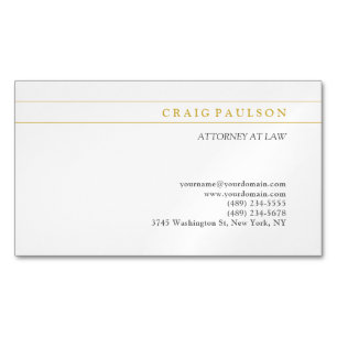 Gold & White Anwalt-Rechtsanwalt Beruf Magnetische Visitenkarte