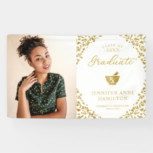 Gold White Apotheke Schulabschlussfoto Banner