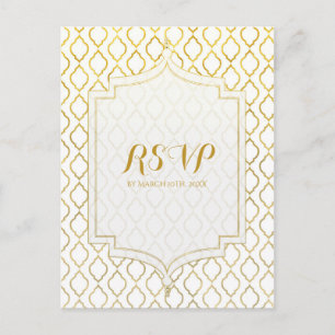 Gold & White Arabisch Marokkanisch Glam Hochzeit R Einladungspostkarte