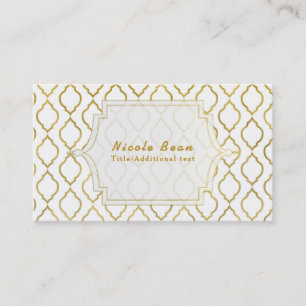 Gold & White Arabisch Marokkanisch Modern Glamour Visitenkarte