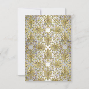Gold White Art Deco Damask UAWG 2 RSVP Karte