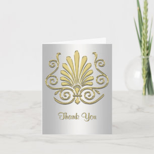 Gold White Art Deco Damask Vielen Dank Dankeskarte