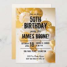 Gold White Balloons Geburtstagsparty Einladungen