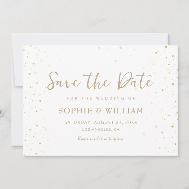 Gold & White Beautiful Elegante Hochzeit Save The Date (Vorderseite)