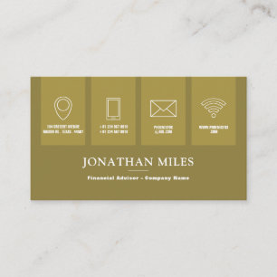 Gold & White Beruflich Icon Business Card Begleitkarte