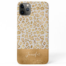 Gold White Bling Luxus Sparkle Leopard Print