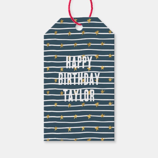 Gold White Blue US Flagge Geschenkanhänger (Vorderseite)