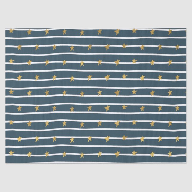 Gold White Blue US Flagge Seidenpapier (Vorderseite)