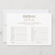 Gold & White Brautparty Word Scramble Game