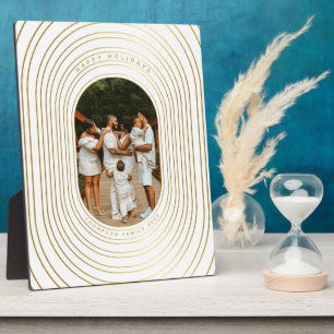 Gold White Custom Foto Family Weihnachten Fotoplatte