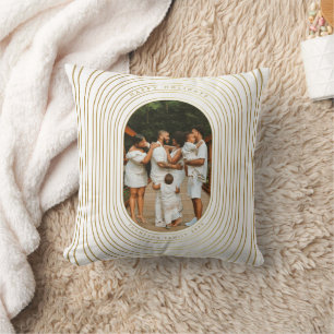 Gold White Custom Foto Family Weihnachten Kissen