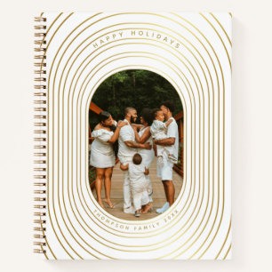 Gold White Custom Foto Family Weihnachten Notizbuch