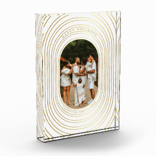 Gold White Custom Foto Family Weihnachtsblock