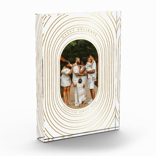 Gold White Custom Foto Family Weihnachtsblock (Links)
