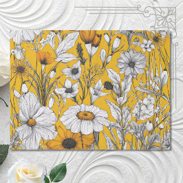Gold White Daisy Boho Wildblume Decoupage Seidenpapier