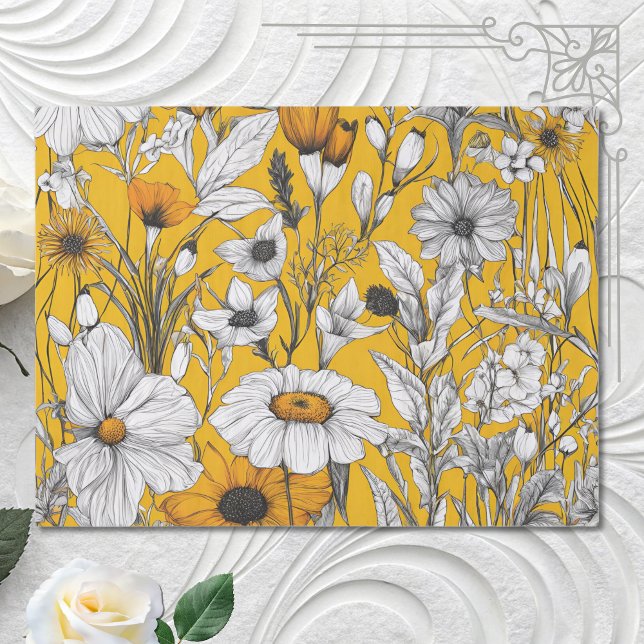 Gold White Daisy Boho Wildblume Decoupage Seidenpapier (Von Creator hochgeladen)