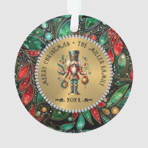 Gold White Diamonds Christmas Nutcracker Glitzer Ornament