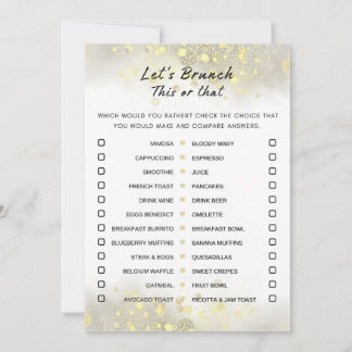 Gold White Dieses oder jenes Brunch Party Game Einladung