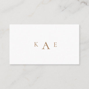 Gold & White Einfache Monogramm Visitenkarte