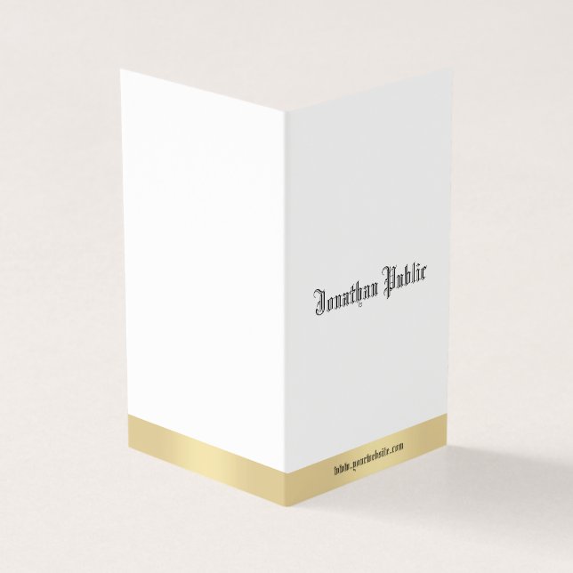 Gold White Elegant Old Style Calligrafy Script Visitenkarten (Vorderseite)