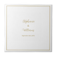 Gold White Elegant Simple Name Wedding Geschenk Ge