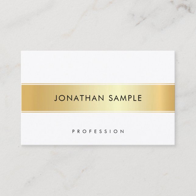 Gold White Elegant Template Moderne, einfach und i Visitenkarte (Vorderseite)