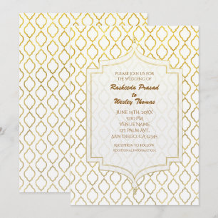 Gold & White Elegante marokkanische Hochzeitseinla Einladung