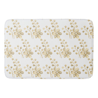 GOLD WHITE FLORAL PATTERN BAD MAT BADEMATTE