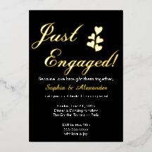 Gold & White Foil Engagement Invitation