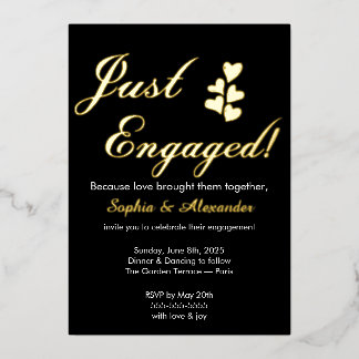 Gold & White Foil Engagement Invitation Folieneinladung