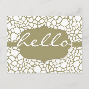 Gold White Giraffe Print Hello Postkarte