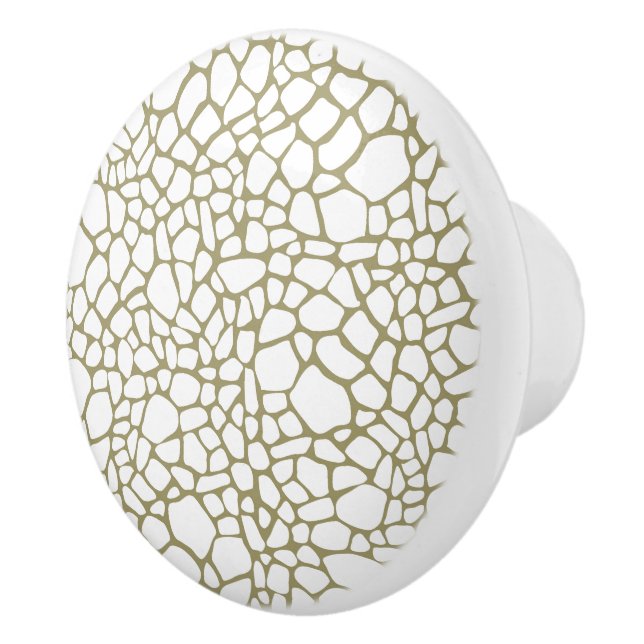 Gold White Giraffe Print Keramikknauf (Rechts)