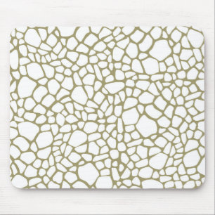 Gold White Giraffe Print Mousepad