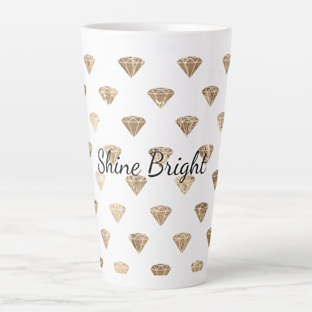 Gold White Glam Diamonds Jewel Milchtasse (Vorderseite)