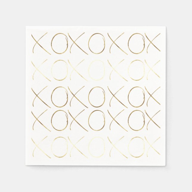 Gold White Glam XOXO Serviette (Vorderseite)