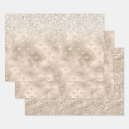 Gold White Glitz Glitzer Diamanten Geschenkpapier Set