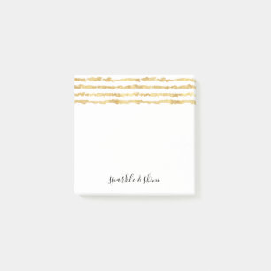 Gold White Glitz Streifen Sparkle Shine Post-it Klebezettel
