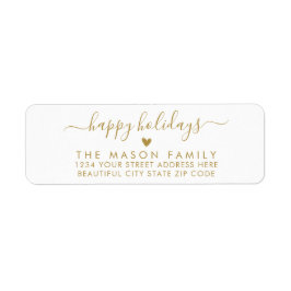 Gold White Happy Holidays Script-Rücksendeadresse