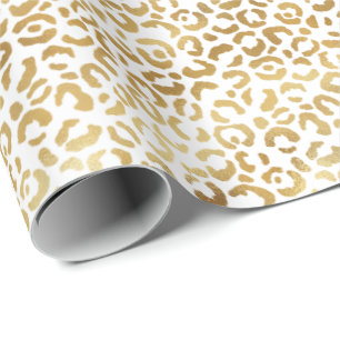 Gold White Leopard Print        Geschenkpapier