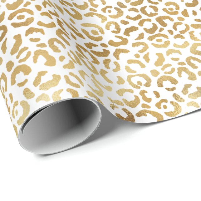 Gold White Leopard Print        Geschenkpapier (Rolleneckpunkt)