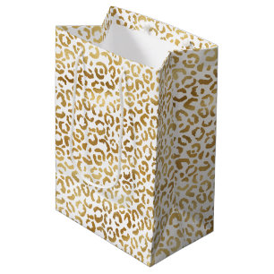 Gold White Leopard Print           Mittlere Geschenktüte