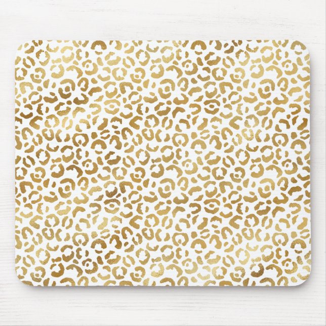 Gold White Leopard Print Mousepad (Vorne)
