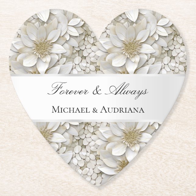 Gold White Lotus Blume Brautparty Untersetzer (Vorderseite)